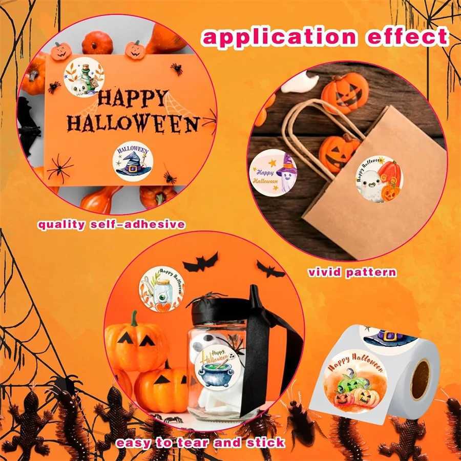 500pcsroll Halloween Food Packaging Label Stickers Cartoon Diy Cute Stickers Baking Packaging Selfadhesive Decorative Stickers C250918