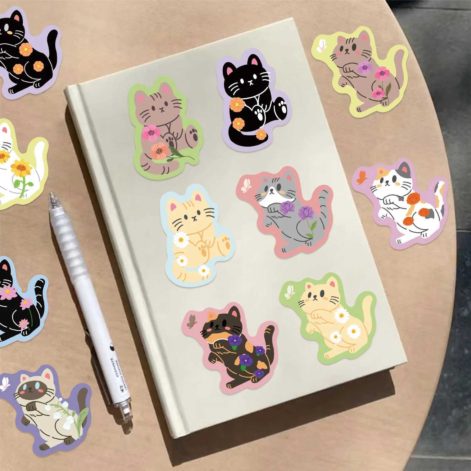 50PCS Kawaii Colorful Cat Stickers Cute Kitten Decals For Phone Laptop Suitcase Notebook Vinyl Decals C250918