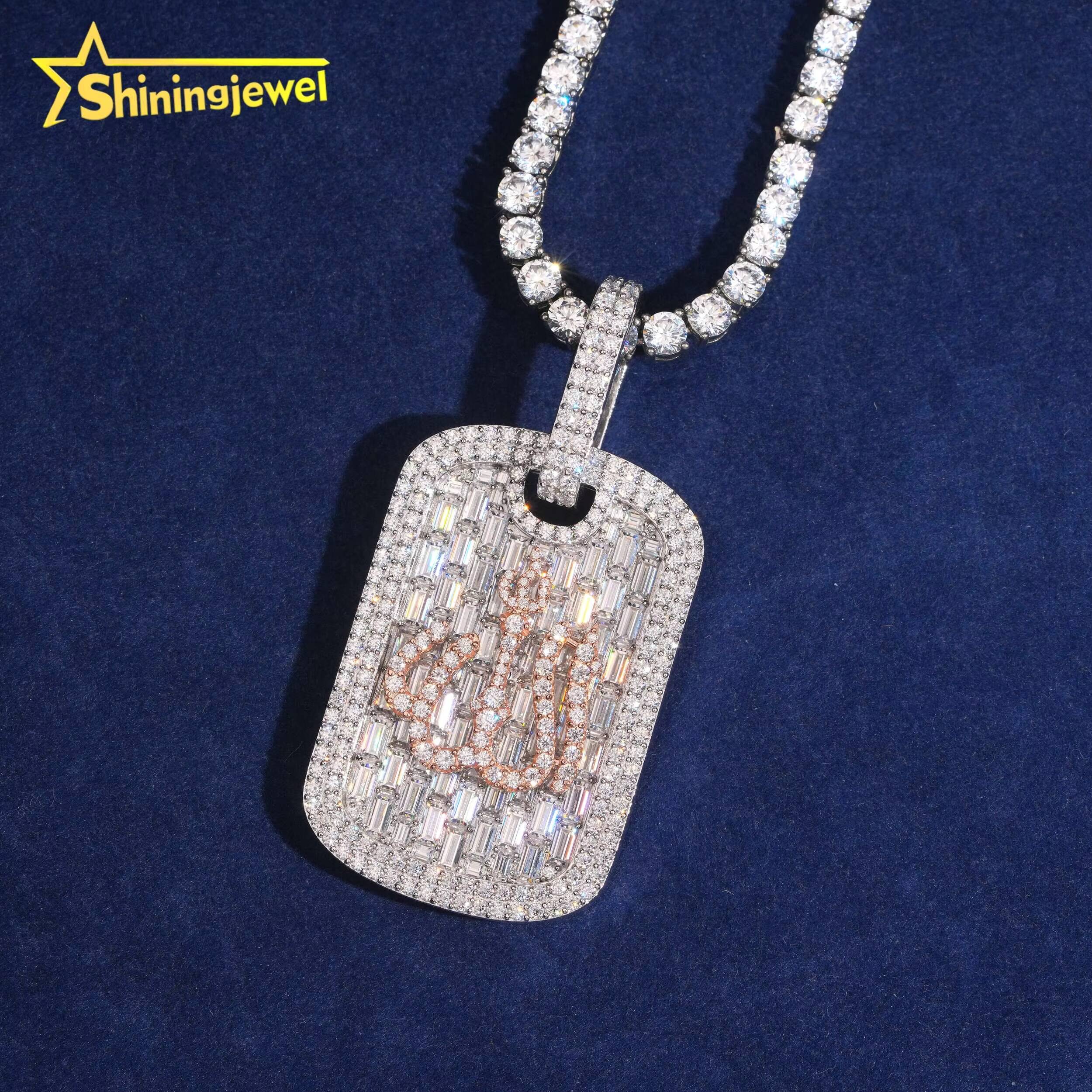 Hip Hop Jewelry 925 Silver Moissanite Hip Hop Pendant Dog Tag Pendant Unisex Charm Iced Out Pendant Pass Diamond Tester