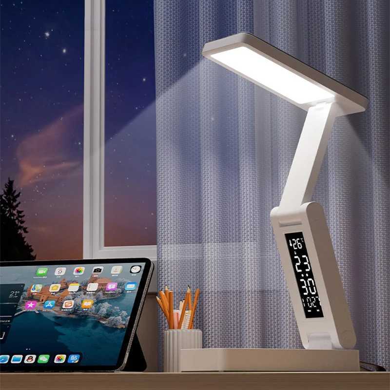 Portable Foldable Lamp With Clock USB Charging Type Fold LED Desk Lamp Energy Saving Rechargeable LED Reading Light C250918