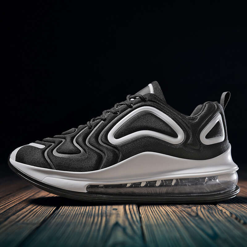 Full Sole Air Cushion Autumn All Black Couple Sneakers Versatile Brand Middle School Students Shock Absorption Men's Trendy Shoes
