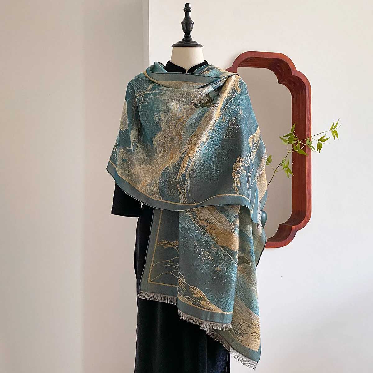 New Winter Elegance National style Cashmere Scarf For Wen Fem Luxury Brand Shl Poncho Thick Blanket Warm Bufanda Y250918