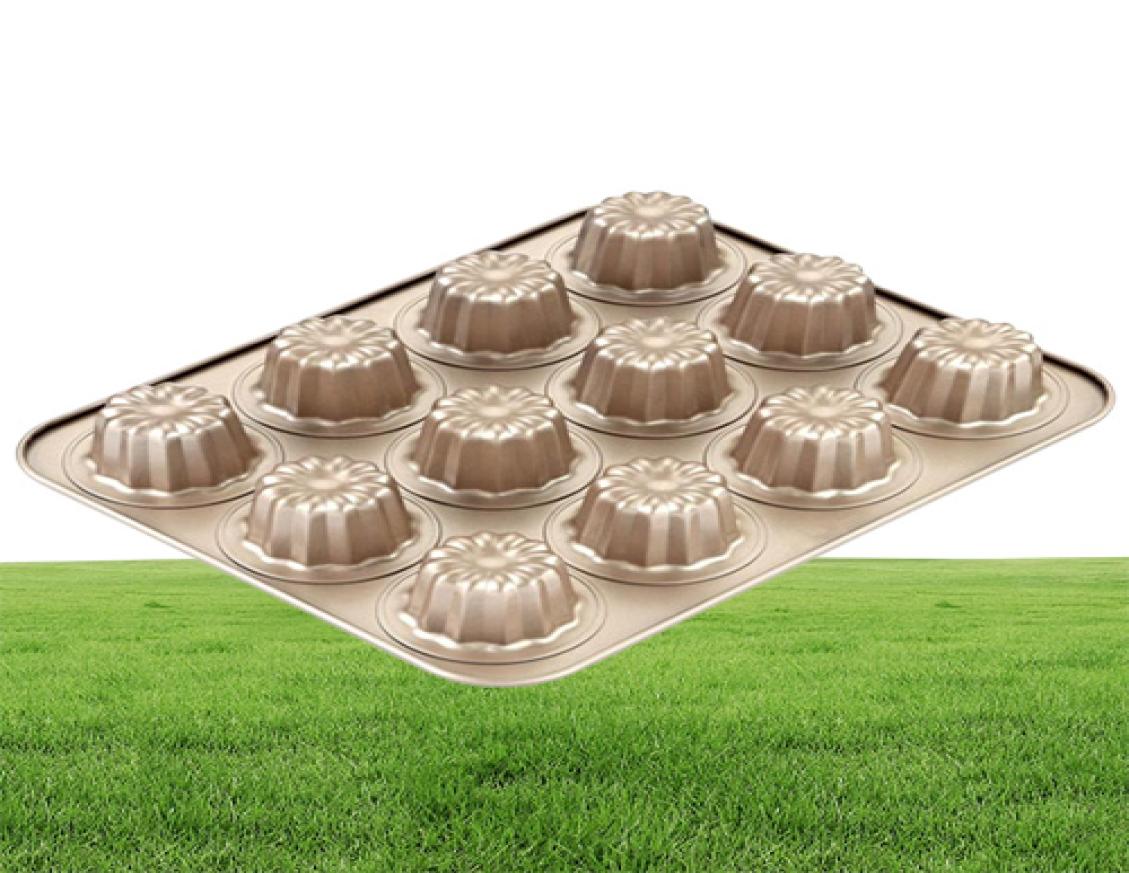 Canele Mold Cake Pan 12Cavity NonStick Cannele Muffin Bakeware Cupcake Pan for Oven Baking for Holiday and Vacations1922155