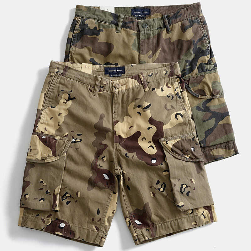 Desert jungle camouflage pattern mens summer retro American cotton half pants mens casual straight work uniform X250324