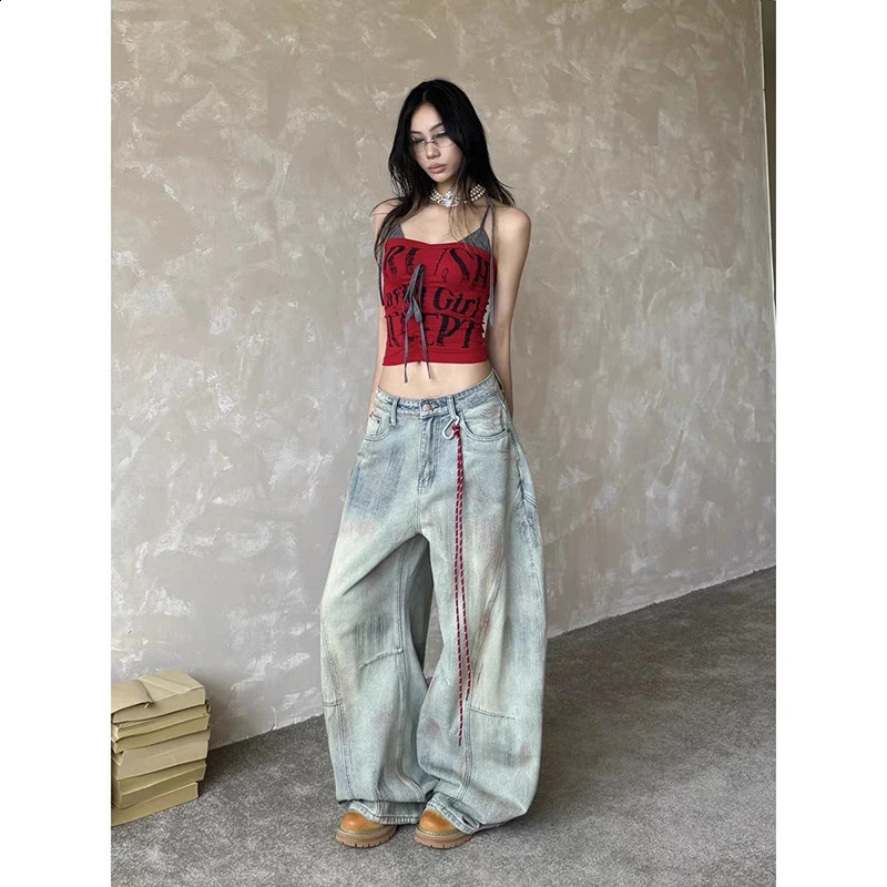 Womens Light Blue Y2k Baggy Jeans Harajuku Aesthetic Japanese 2000s Style Denim Trousers Vintage Cargo Pants Trashy Clothes Z260313