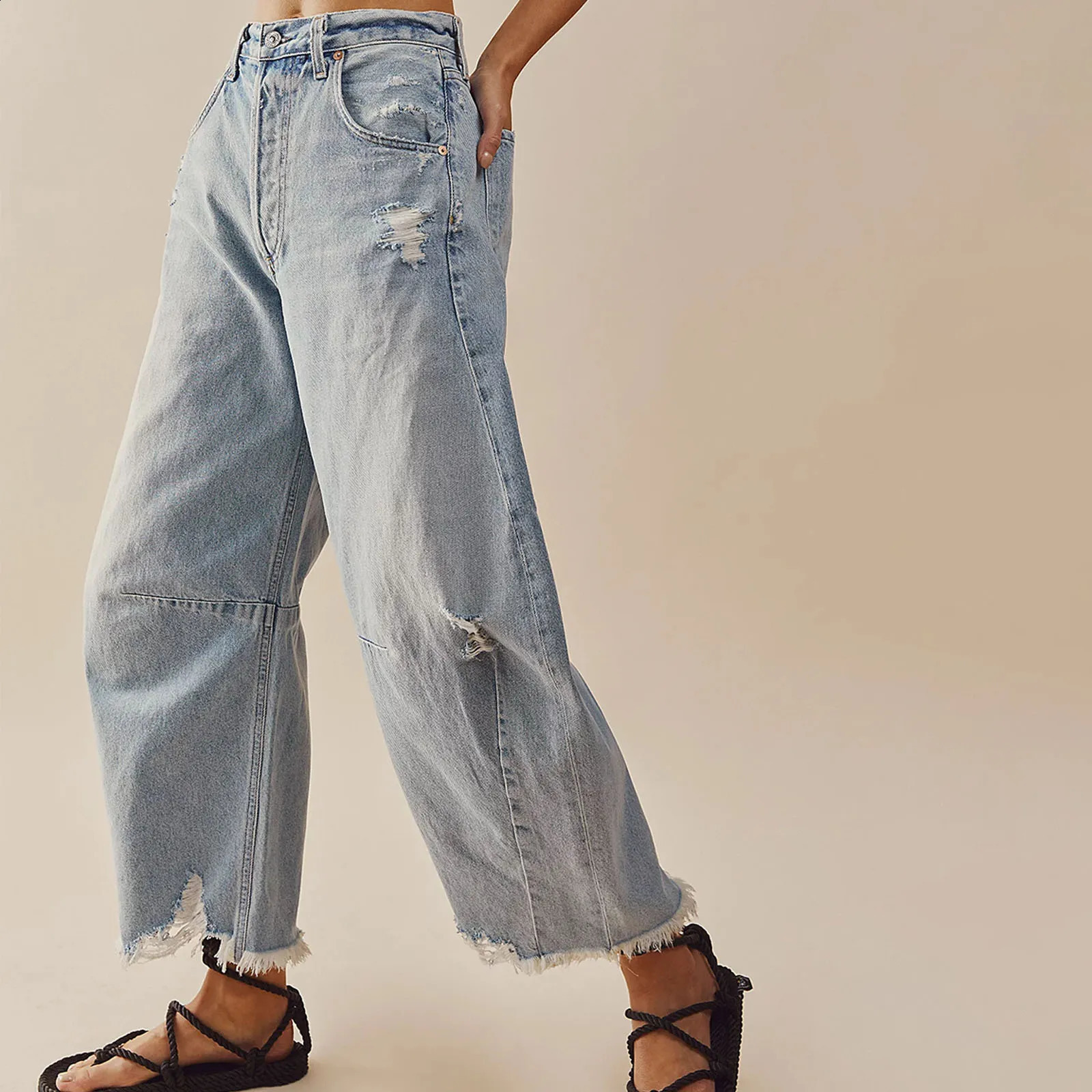 Imcute Women Casual Wide Leg Baggy Denim Pants Mid Waist Boyfriend Loose Jeans Y2k Vintage Barrel Jeans Streetwear 250918