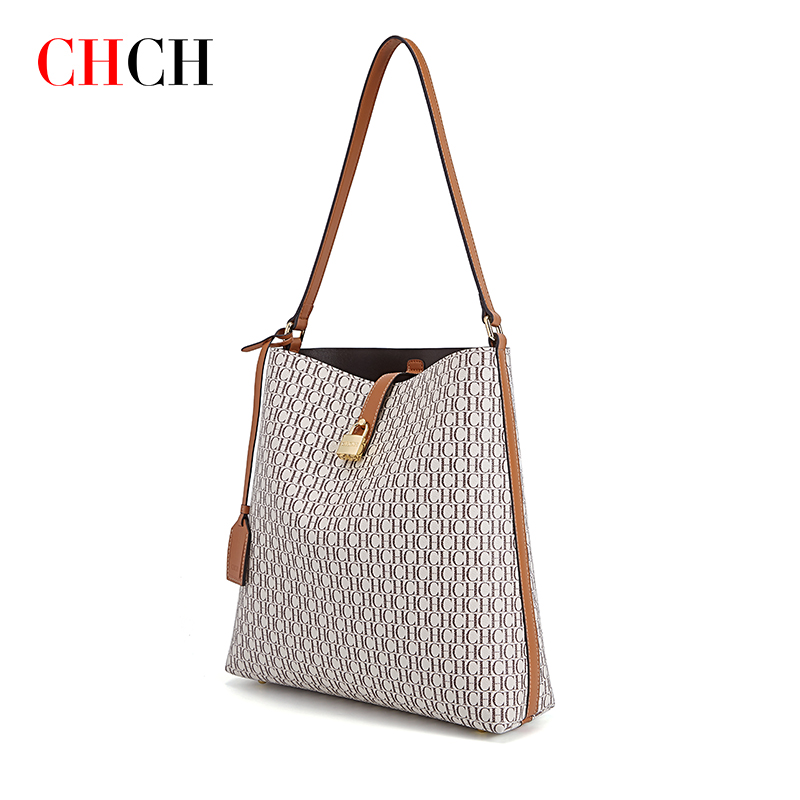 CHCH Vintage-Inspired Large Capacity Women's Tote Bag - Classic PVC Letter Print Design, Spacious Travel Shopping Bag