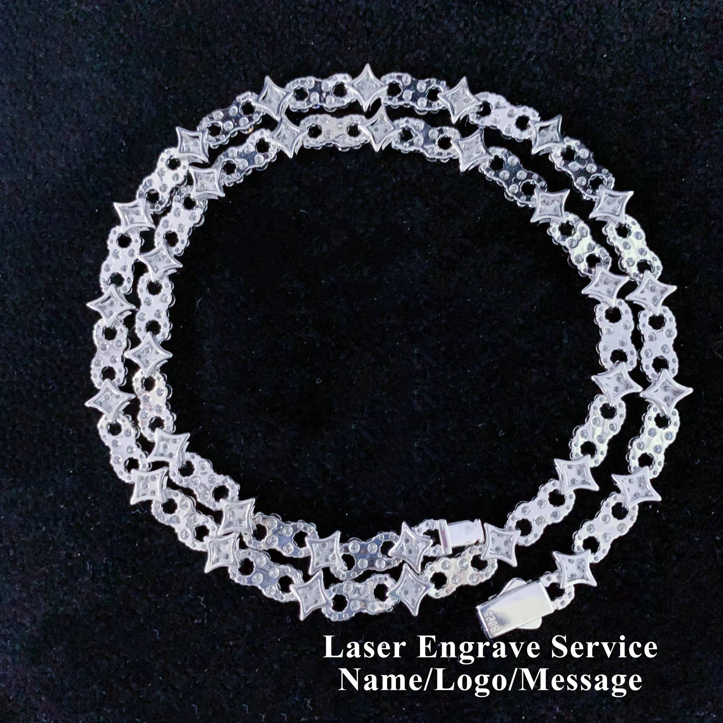 New Small Iced Out Necklace Little Star Infinity Link Chain Moissanite Cuban Bracelet Custom Hip Hop Diamond Cuban Links