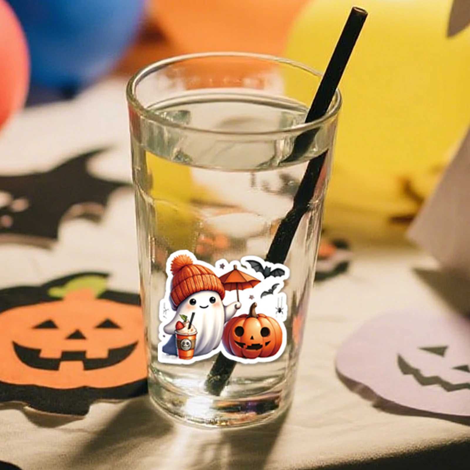 50PCS Halloween Pumpkin Ghost Stickers For Junk Journal Phone Laptop Water Bottle Decoration Sticker Toy Scrapbooking Supplies C250918