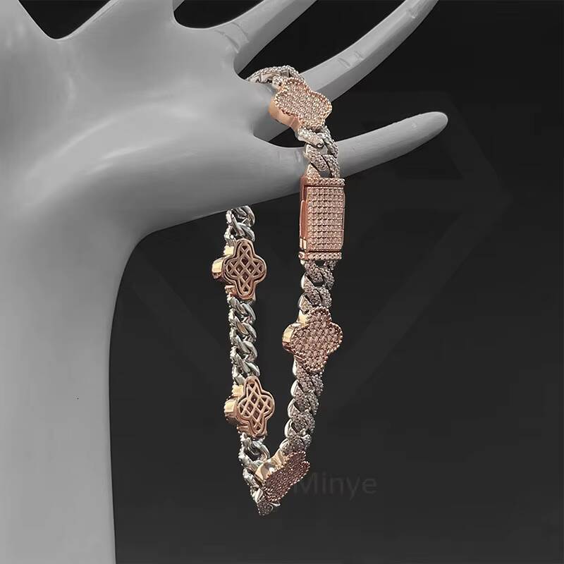 In Stock Hip Hop Jewelry Cuban Link Bracelet 925 Sterling Silver Moissanite Cuban Link Bracelet With GRA Certificate