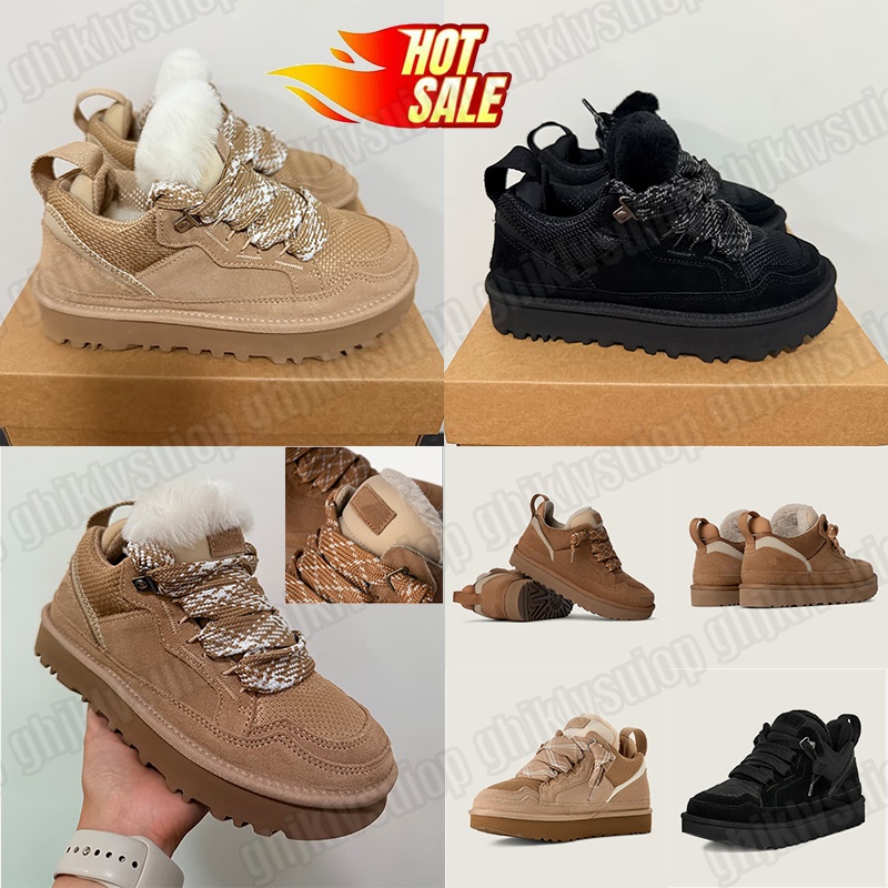 Designer Womens Trainers Lowmel Platform Sneakers Sheepskin Lined Winter Warm Shoes Sand Fashion Lace Up Boot Ankle Fur Snow Booties Winter Bottes Outdoor Shoes
