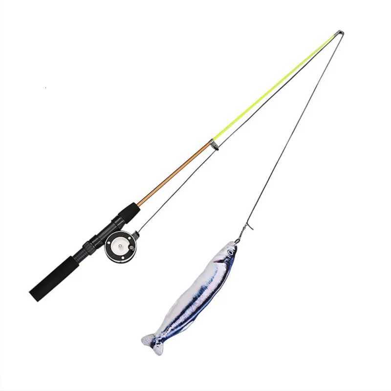 Retractable Cat Toy Fish Type Telescopic Feathers Funny Cat Stick Toys Pet Toy for Kitten Cat Rods Simulation Fishing Rod X250918