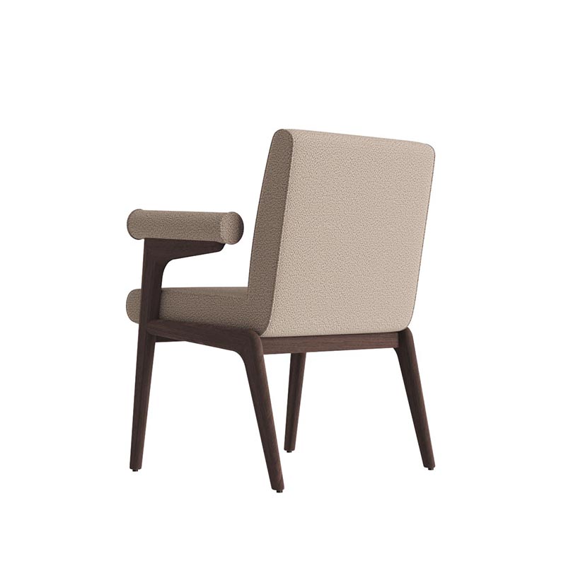 Living Room Furniture Modern Antelope - inspired Beige Fabric Dining Chair with Wooden Frame
