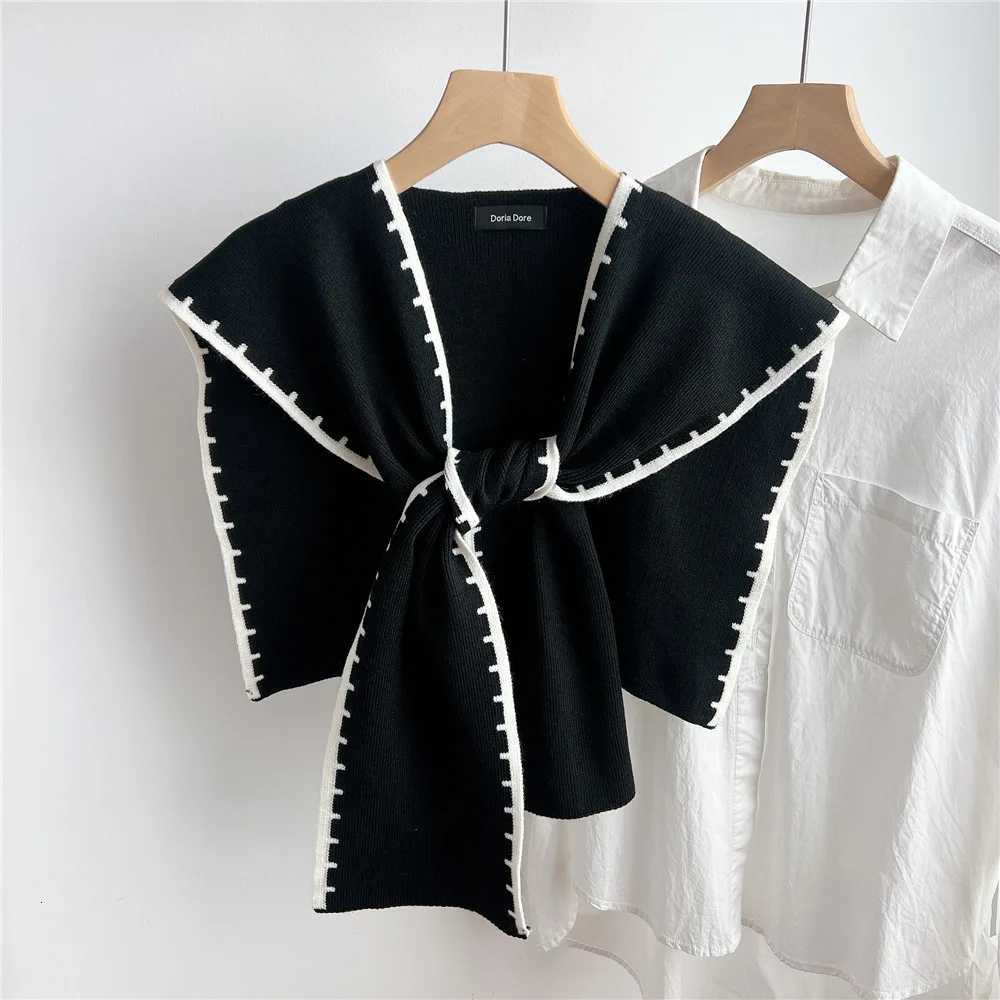 2025 Fashion Korean Knitted Shl Summer Off Fake Collar Neck Guard Knit Thin Knotted Ce Shoder Scarf For Fem Y250918