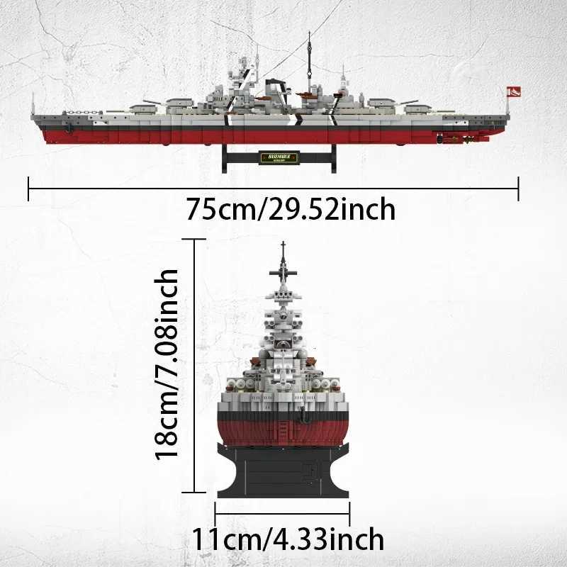 2081pcs Military WW2 Bismarck Battleship Large Boat Cruiser Model Weapon Building Blocks MOC Warship Set Toys for Children GiftsZ250918