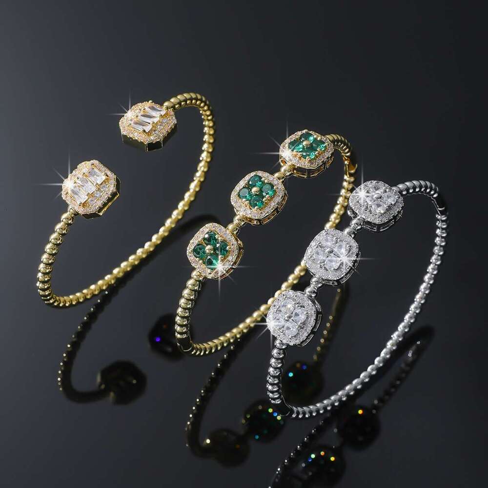 2024 Spring New Fashion Light Style Niche Design High-End Geometric Quadrilateral Pattern Copper Bracelet ddmypluto