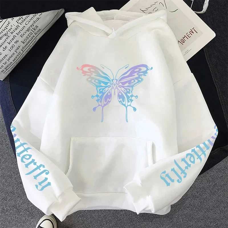 2025 New Arrival Woman Butterfly Printed Hoodie All Season Daily Casual Fashion Hooded Sweatshirts Home Outdoor Comfort PulloverZ250918