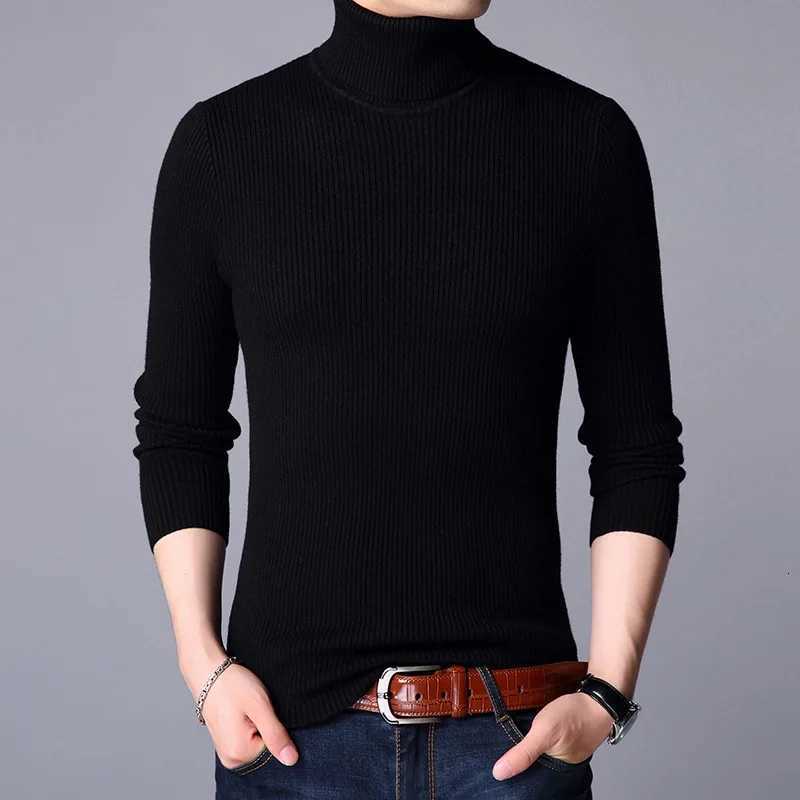 Mens Vertical Strip Knitted Pullovers Slimfitting Solidcolor SweatersZ250918