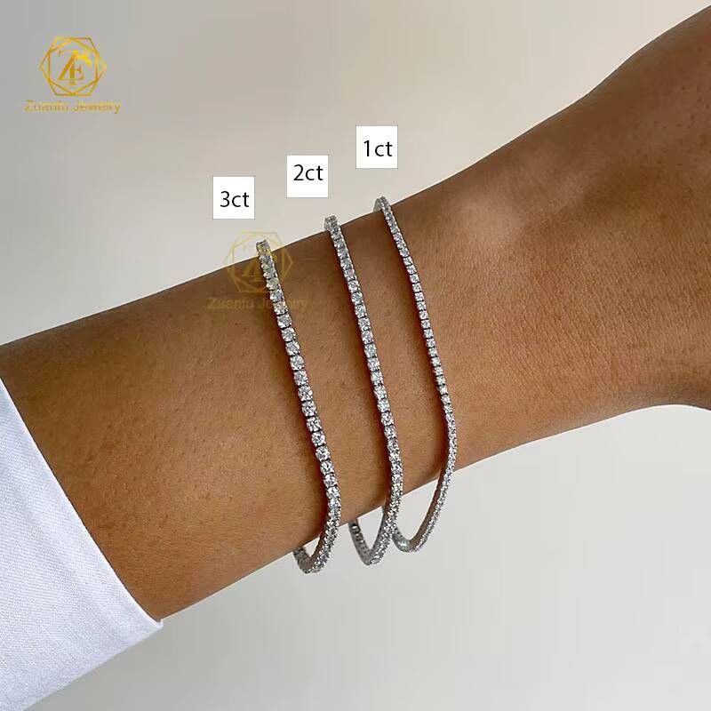 Factory Custom Diamond Bracelet 10k14k Solid Gold 2ct 3ct 5ct 7ct 11ct HPHT CVD Lab Grown Diamond Tennis Bracelet in Yellow Gold