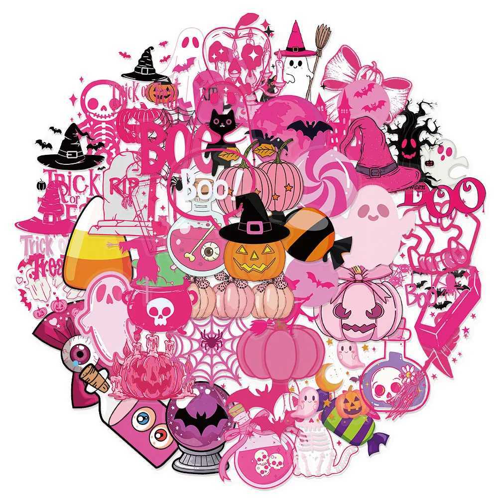 50PCS Pink Cartoon Halloween Graffiti Stickers DIY Luggage Notebook Water Cup PET Waterproof Stickers C250918