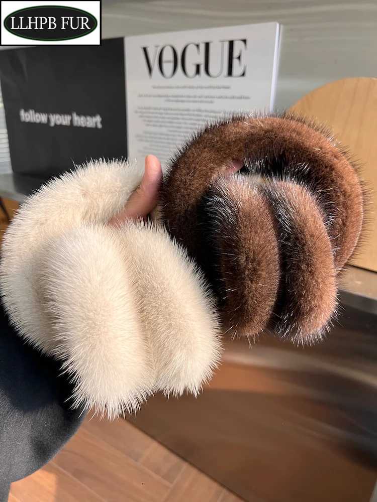 Winter Luxury Women Warm 100 Real Natural Mink Fur Earmuff Outdoor Fashion Mink Fur Earmuffs Girl Winter Ear ProtectionXJ250918