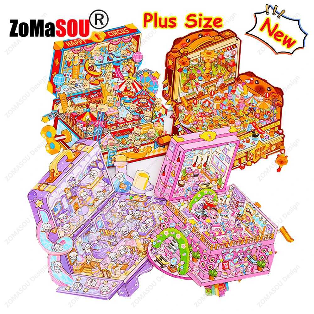 New DIY Plus Size Treasure Box World 3D Landscape Sticker Pocket Cabin Scene Stickers Festival Gift for Child Kid C250918