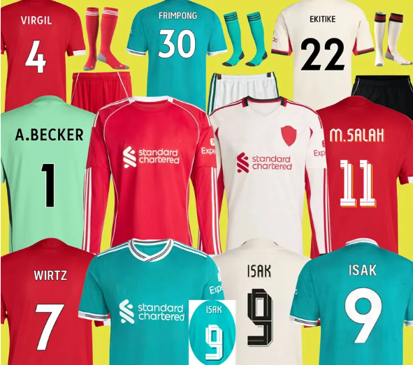 Mohamed Salah ISAK wirtz Ekitike SZOBOSZLAI football jersey MAC ALLISTER VIRGIL camiseta GAKPO Milos Kerkez Frimpong long sleeves Soccer Jerseys kids kits 25 26