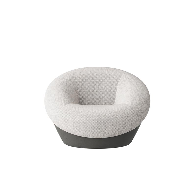 Living Room Furniture Modern White Fabric - Upholstered Pinecone - Shaped Lounge Chair with Grey Base
