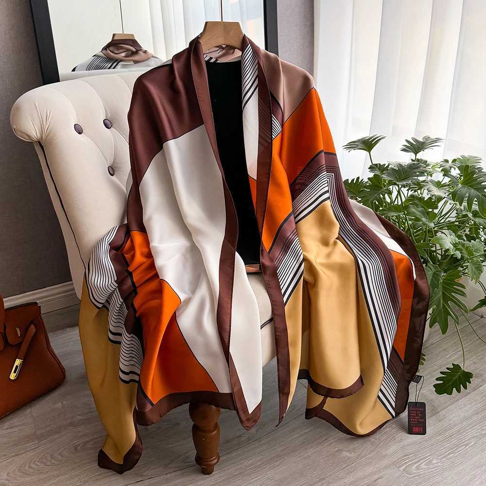 2025 Fashion Luxury Silk Scarf Wens Soft Smooth Scarf Wr Tuan Outdoor Scarf Long Shl Beach Sunscreen 18090cm Y250918