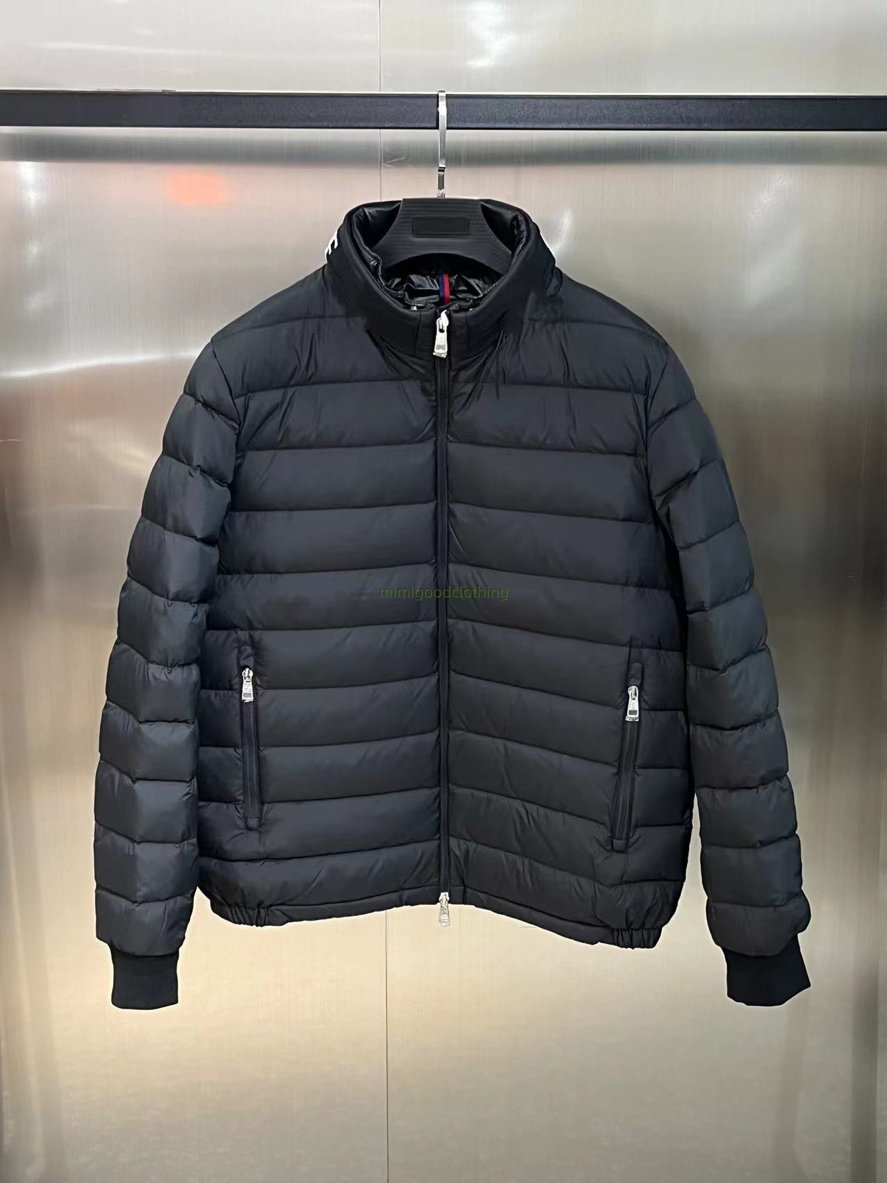 Top quality Mens Down Parkas embroidery thick Winter and autumn knitted stand-up collar down jacket with zipped patch front coat top 1-5 size