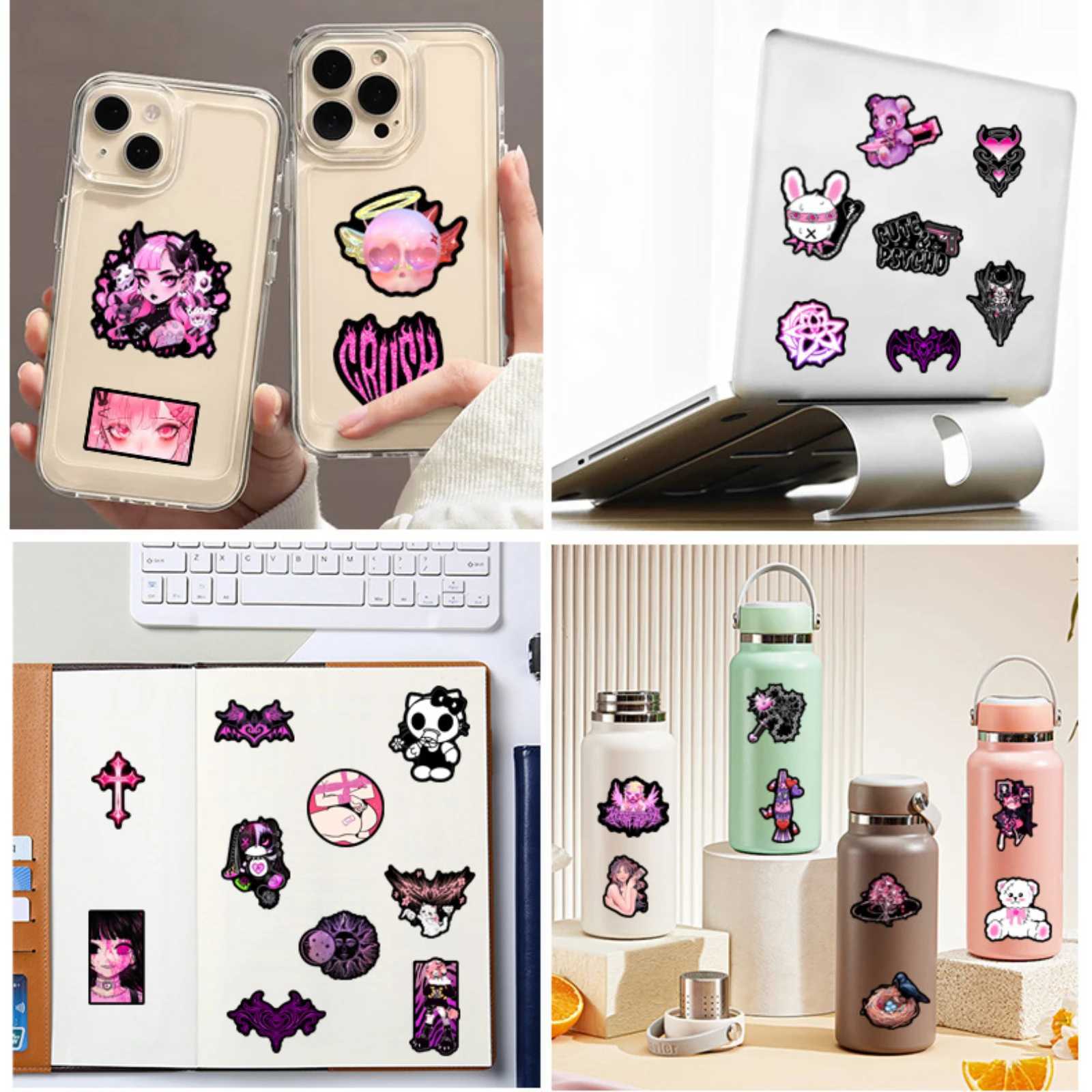 102550pcs Pink Gothic Graffiti Stickers for DIY Scrapbooking Phone Laptop Suitcase Skateboard Motorcycle Helmet C250918