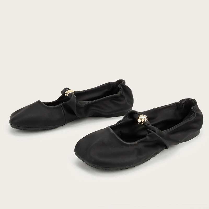 Comfort Soft Leather Ballet Flats Women Fashion Metal Decoration Mary Jane Shoes Casual Light Loafers Elegant Shallow Party Shoe W250918