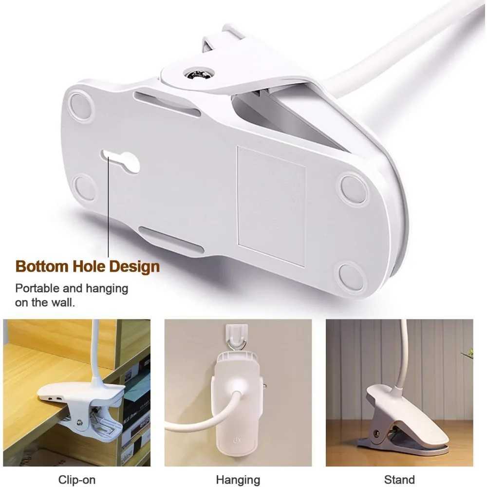 3 Level Brightness Clip on Desk Lamp Portable LED Reading Night Light Rechargeable Desk Light Dimmable Study Book Light Lamp C250918