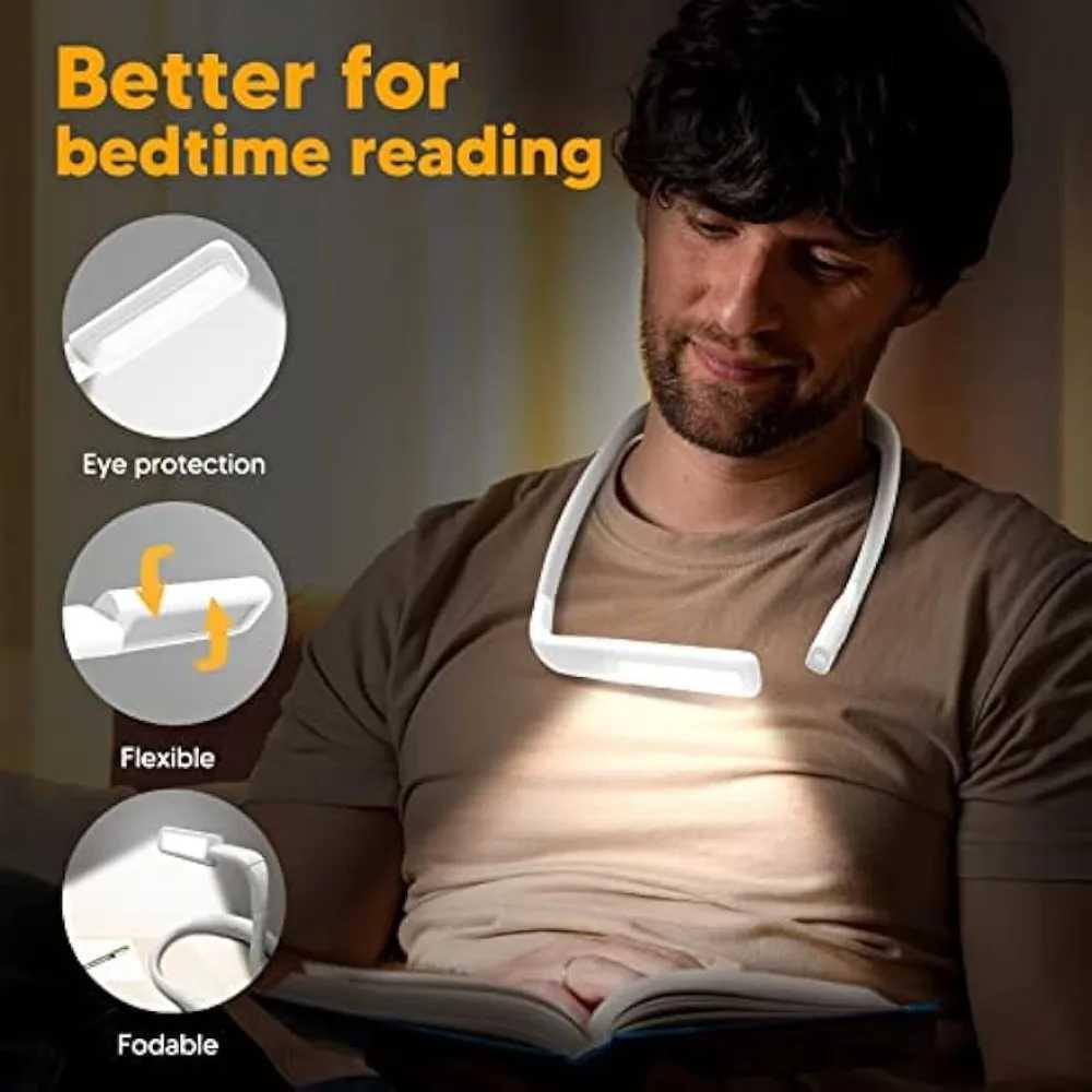 Reading Neck Light Usb Rechargeable Book Reading Light Christmas Birthday Gifts Book Lamp Portable Book Light Fishing Flashlight C250918