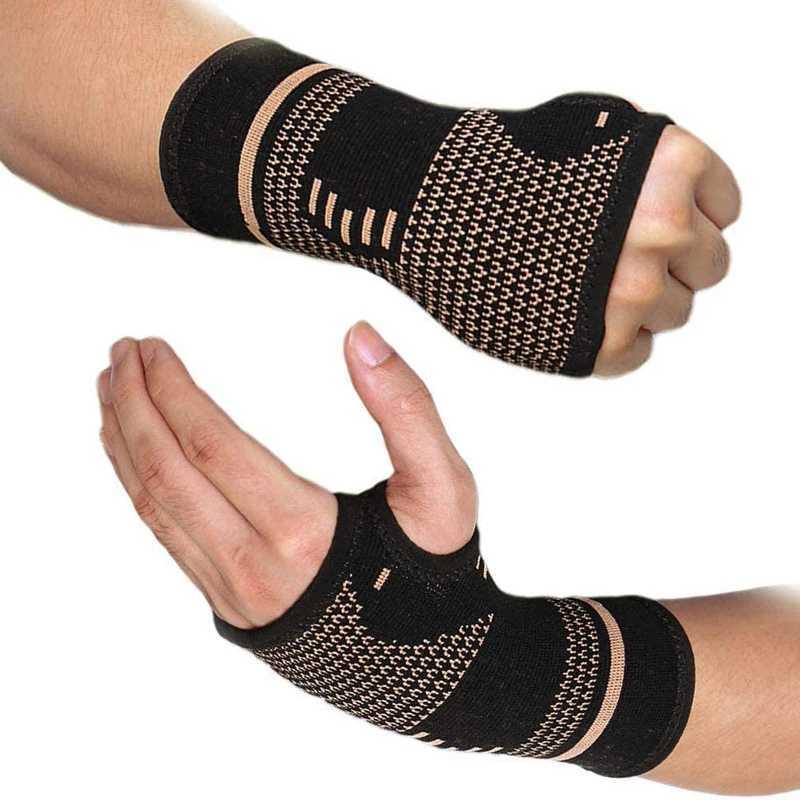Copper Wrist Support Professional Wristband Sports Compression Gloves Wrist Guard Arthritis Gloves Elastic Palm Brace Sleeve J251211