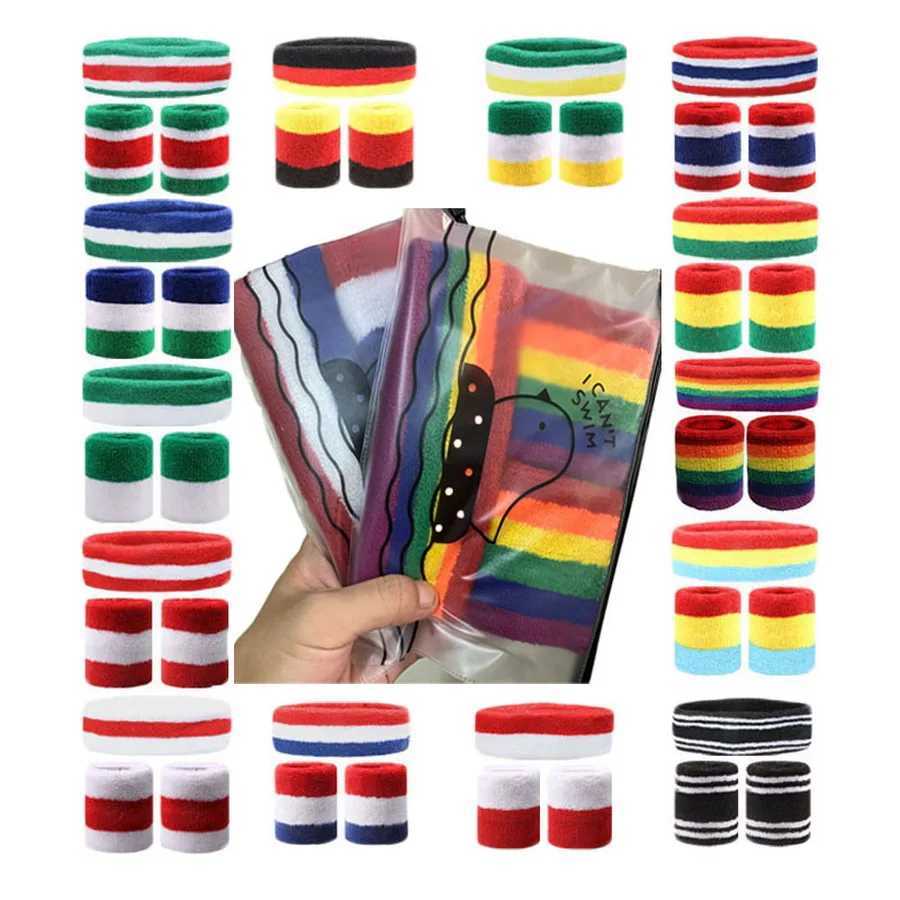 1 Set Sport Wristbands HEADband Towel Sweat Bands For Men Women Basketball Yoga Tennis FitnESS Band Wrist Support PROtect J251211