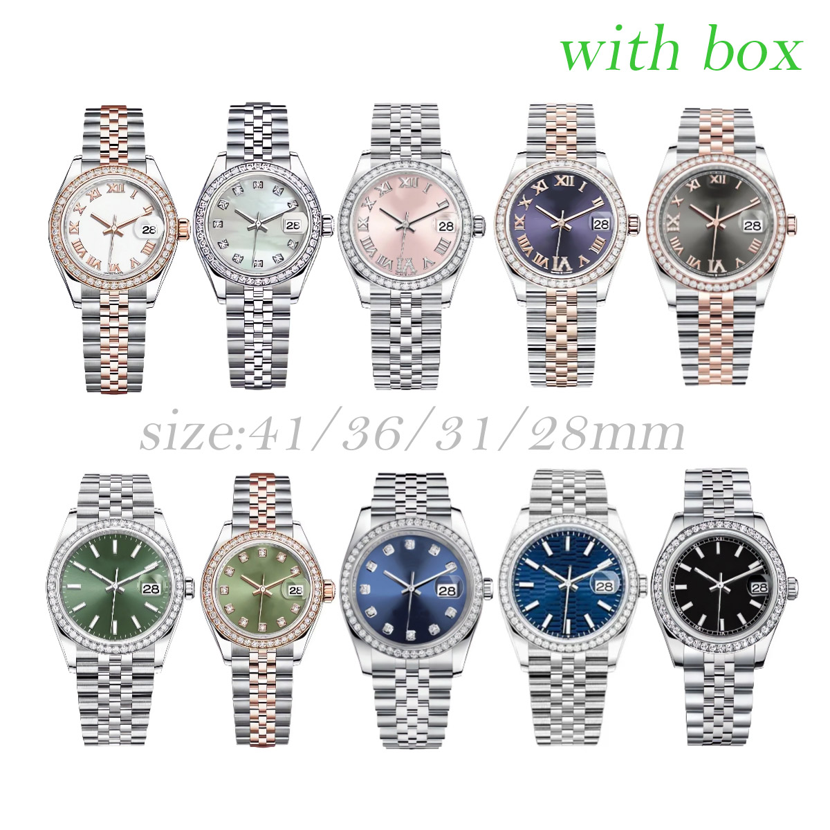 Mens Watch 41/36MM automatic Watches 31/28MM Women quartz Wristwatches 2813 movement 904L stainless steel Strap Sapphire Luminous Luxury Montre de lux With box