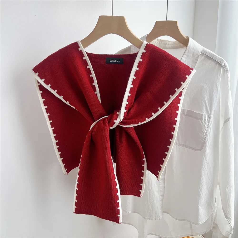 2025 Fashion Korean Knitted Shl Summer Off Fake Collar Neck Guard Knit Thin Knotted Ce Shoder Scarf For Fem Y250918