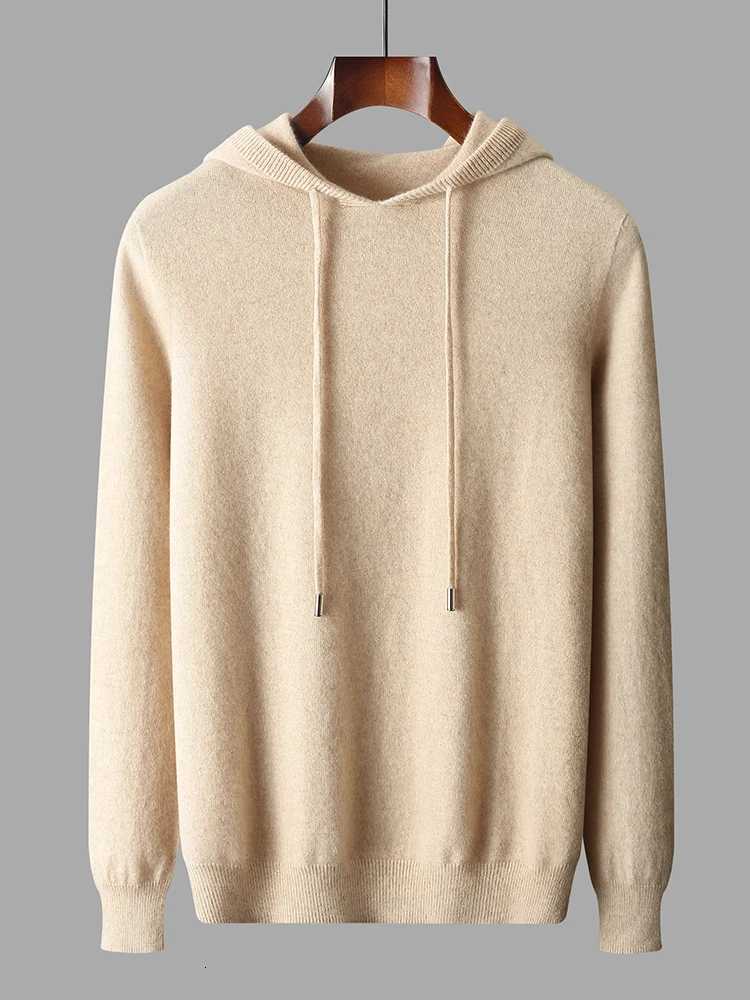 Merino 100 Wool Mens Hoodie Firstline Ready To Wear Casual Fashion Pullover Hooded Knitted SweaterZ250918