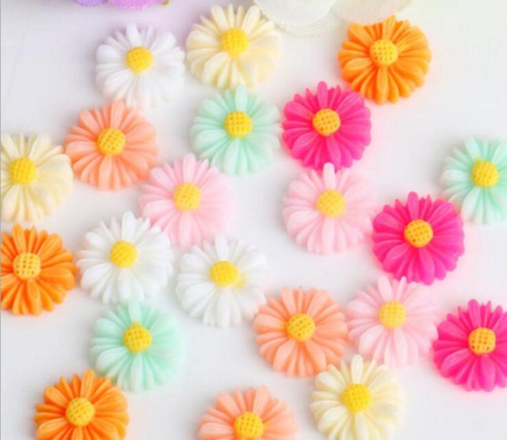 100pcs 22mm Resin Daisy Flower Beads For Scrapbooking Craft DIY Hair Clip Fashion Accessories9471321