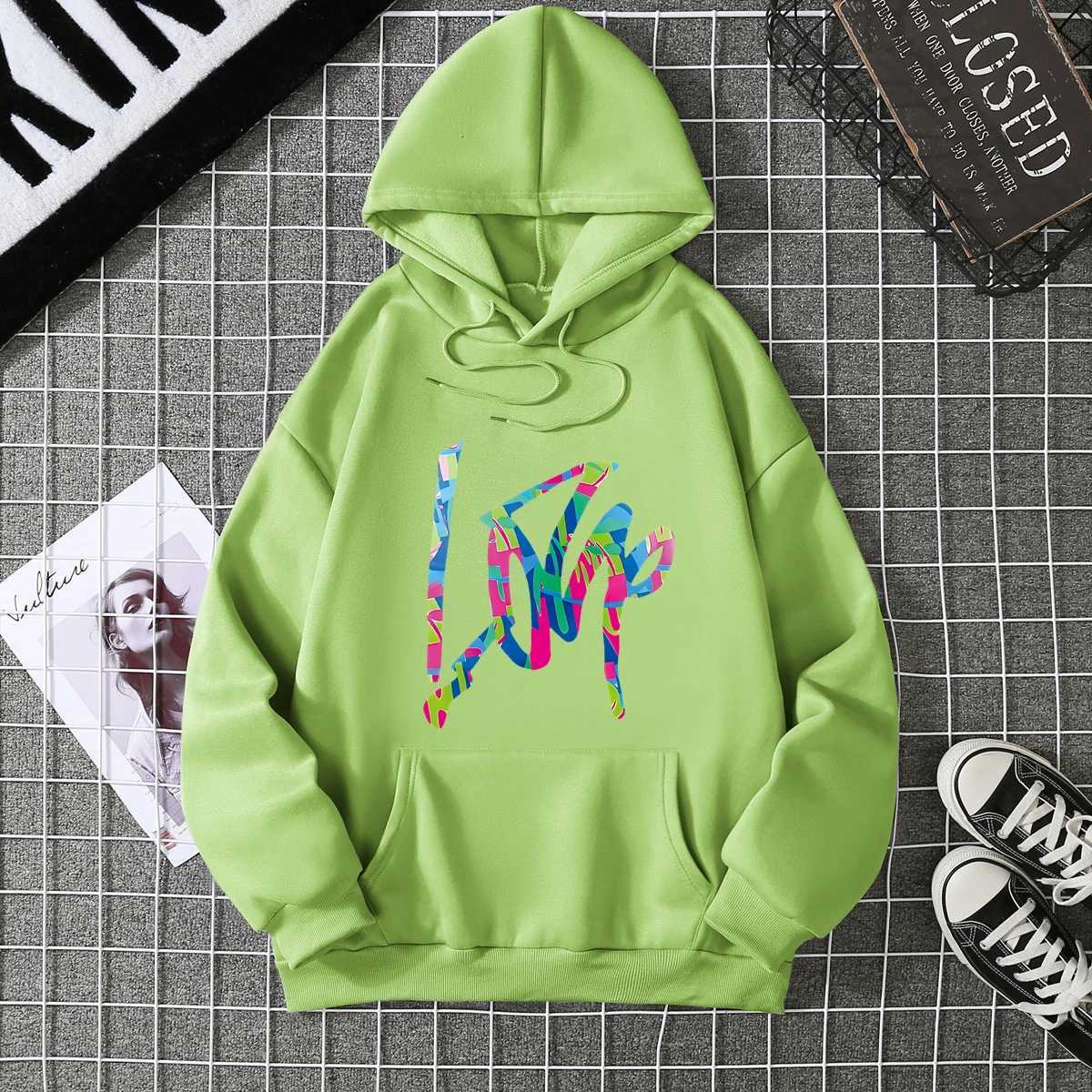 2025 American Style LooseFit Plus Size Hoodie Situational Holiday Laser Letter Love Printing Sweatshirts For Autumn And WinterZ250918
