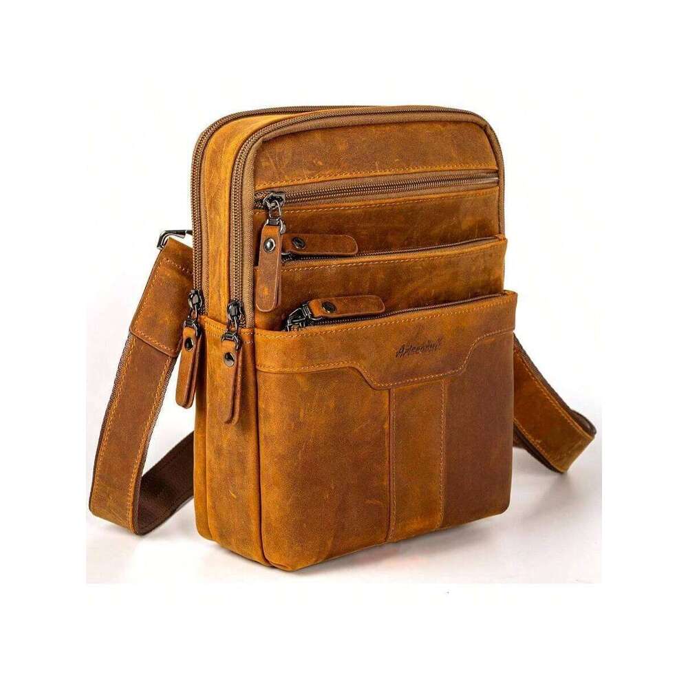 Small Leather Sling Shoulder Bag Messenger Pack Men, Man Purse