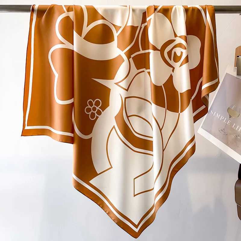 Luxury Wen 90x90CM New Twill Satin Big Square Scarf Shl ral Printed Design Summer High Quty Ladies Sunscreen Scarves Y250918