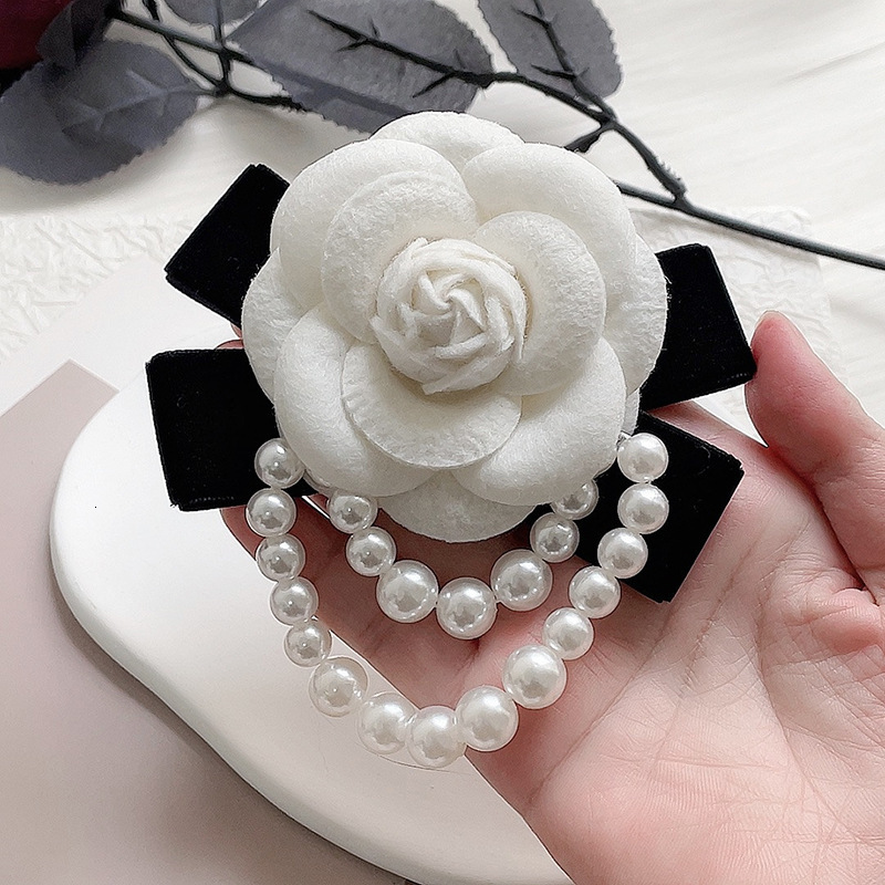 designer brooch new style style camellia brooch bowknot highend feel corsage pin versatile bow tie flower pearl veet for women brooches designer brooc