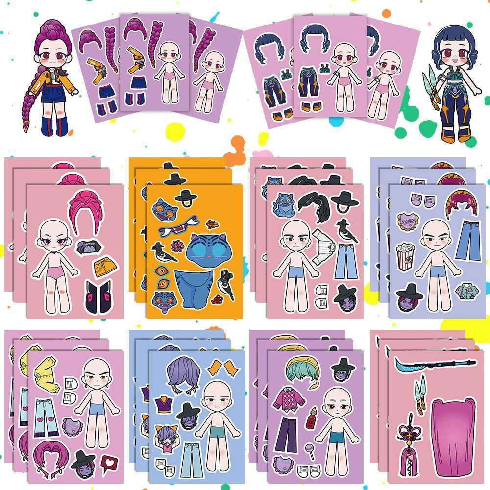 8pcs KPop Demon Hunters Cartoon DIY Stickers Bulk Anime Doodle Decals for Luggage Water Bottles C250918