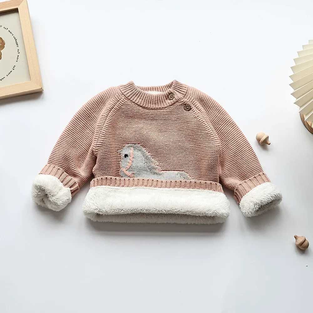 MILANCEL Winter New Cartoon Kids Baby Sweaters Fur Lining Kids Knitwear Fleece Boys Pullover Coat L250917