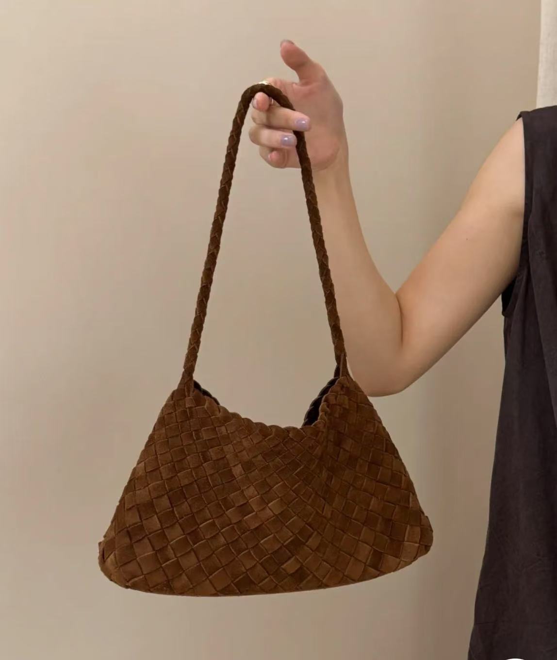 Designer dragon dh1100029076 diffusion woven top layer cowhide hot womens french basket handmade leather tote bag shoulder 240723