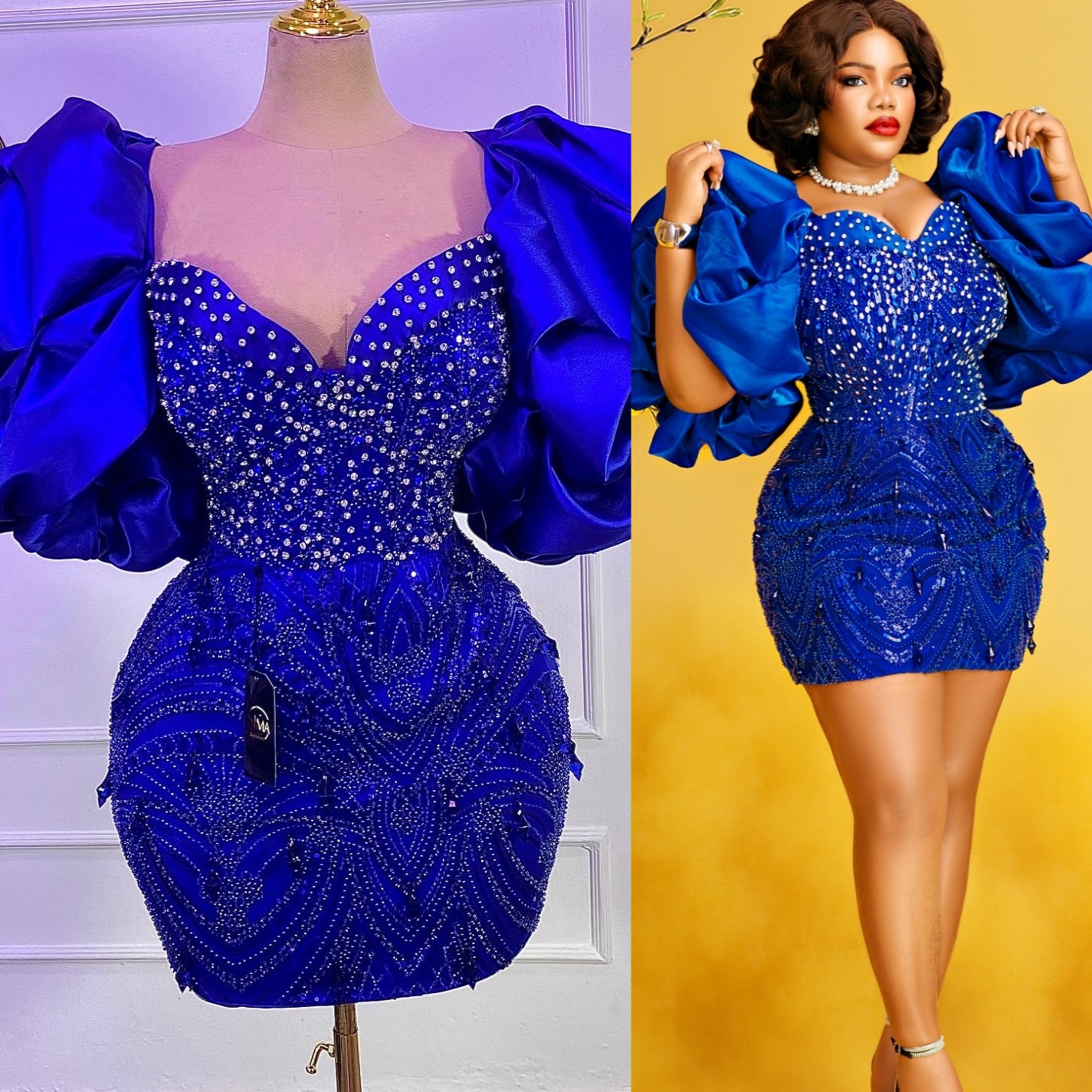 Chic Royal Blue Sheath Cocktail Dress Beaded Crystals Short Sleeves Sequined Short Mini Graduation Homecoming Dresses For Special Occasions Sweetheart