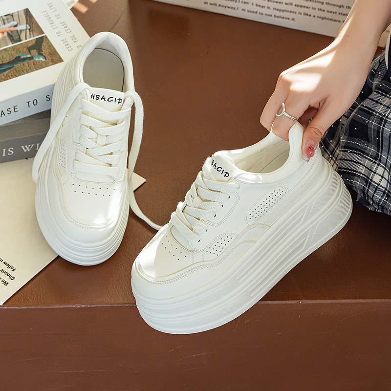Sneakers For Women Casual Shoes Autumn New Thick Soled Flat Height Increasing Casual Sports Shoes Big White Shoes Ddmysaturn