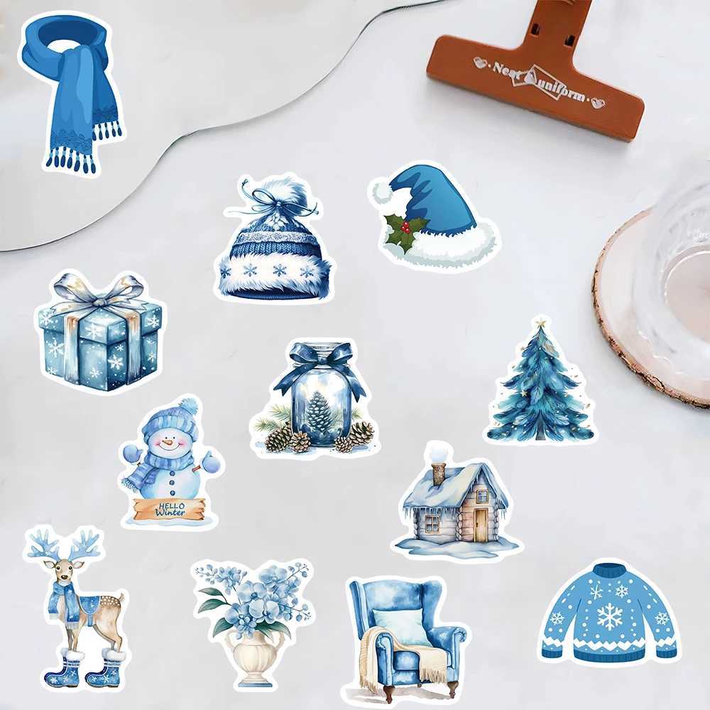 50PCS Blue Winter Stickers Scrapbooking Laptop Graffiti Room Community Art Picture Diary Y2k Fashion Phone Fun Christmas Sticker C250918